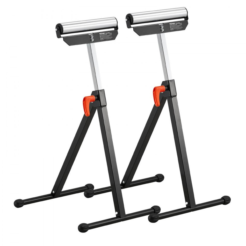 2 Pcs Folding Woodworking Roller Stands Max Load 135 Lb Adjustable 268 425 In