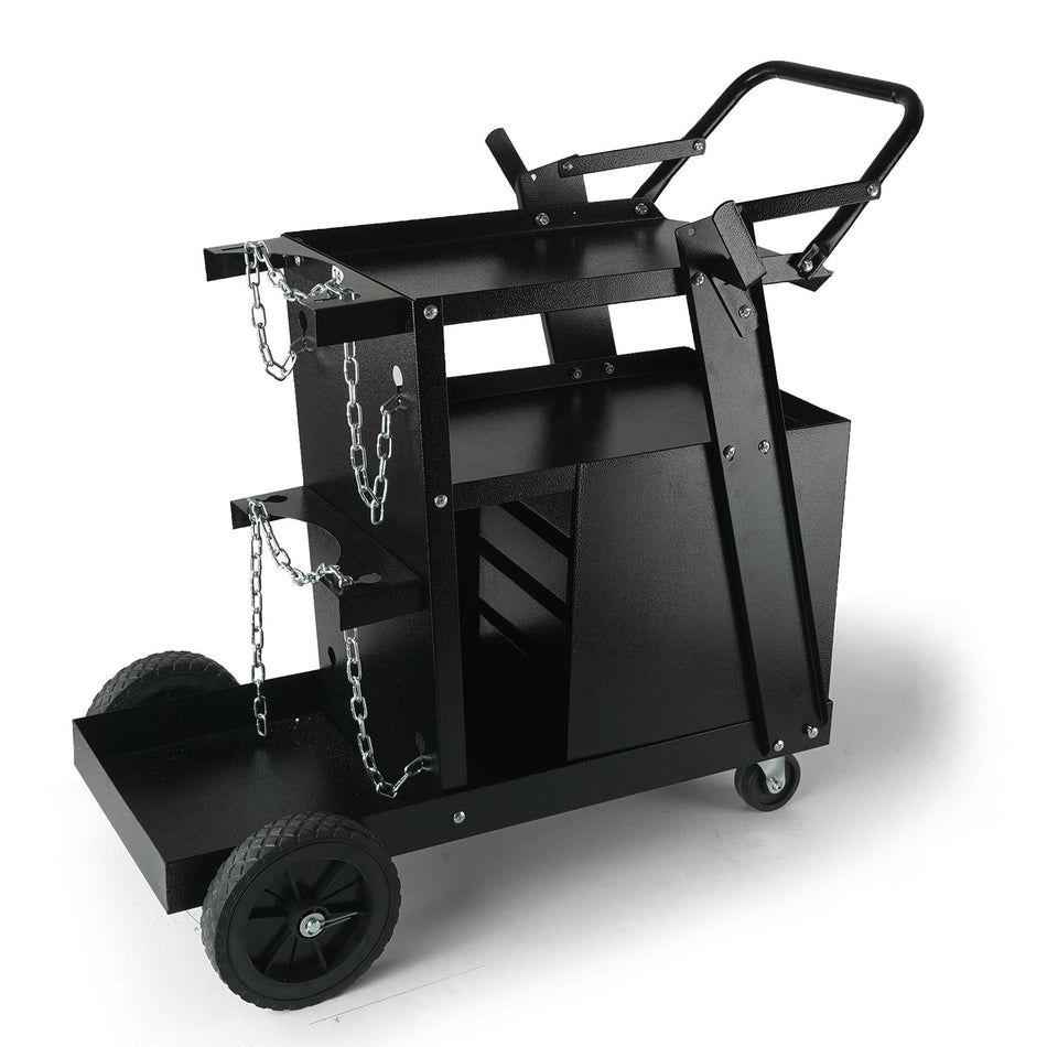 Welding Cart 2 Tier 4 Drawers Welder Cart With 265 Lbs Weight Capacity 360 Swivel Wheels Tank Storage Safety Chains Heavy Duty Rolling Mig Welder Cart For Mig Welder And Plasma Cutter