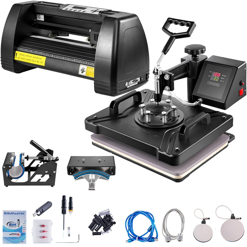 5In1 Heat Press 15X12 14 Vinyl Cutter Plotter T Shirt Sticker Print Usb Port