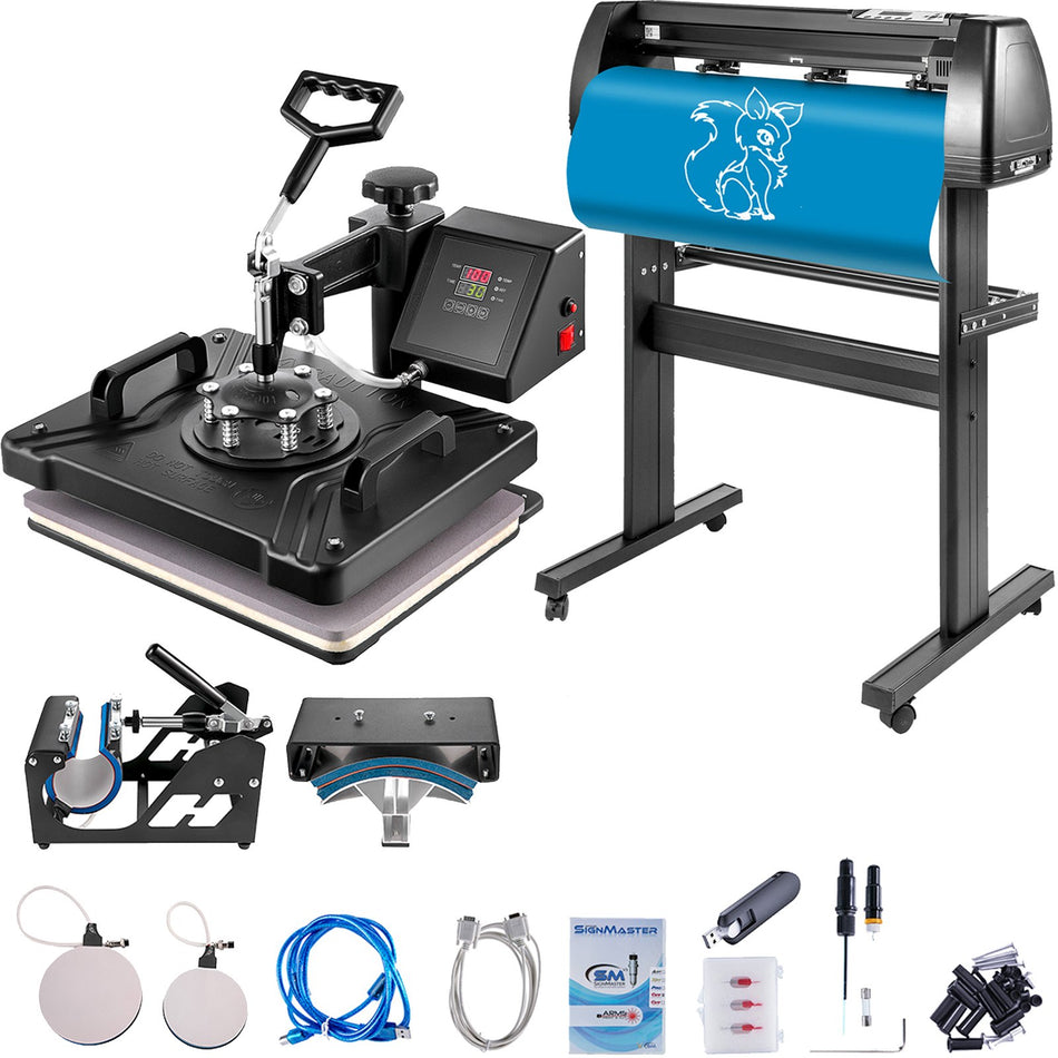5 In 1 Heat Press 12X15 Transfer Cap 28 Vinyl Cutter Plotter Cutting 3 Blades