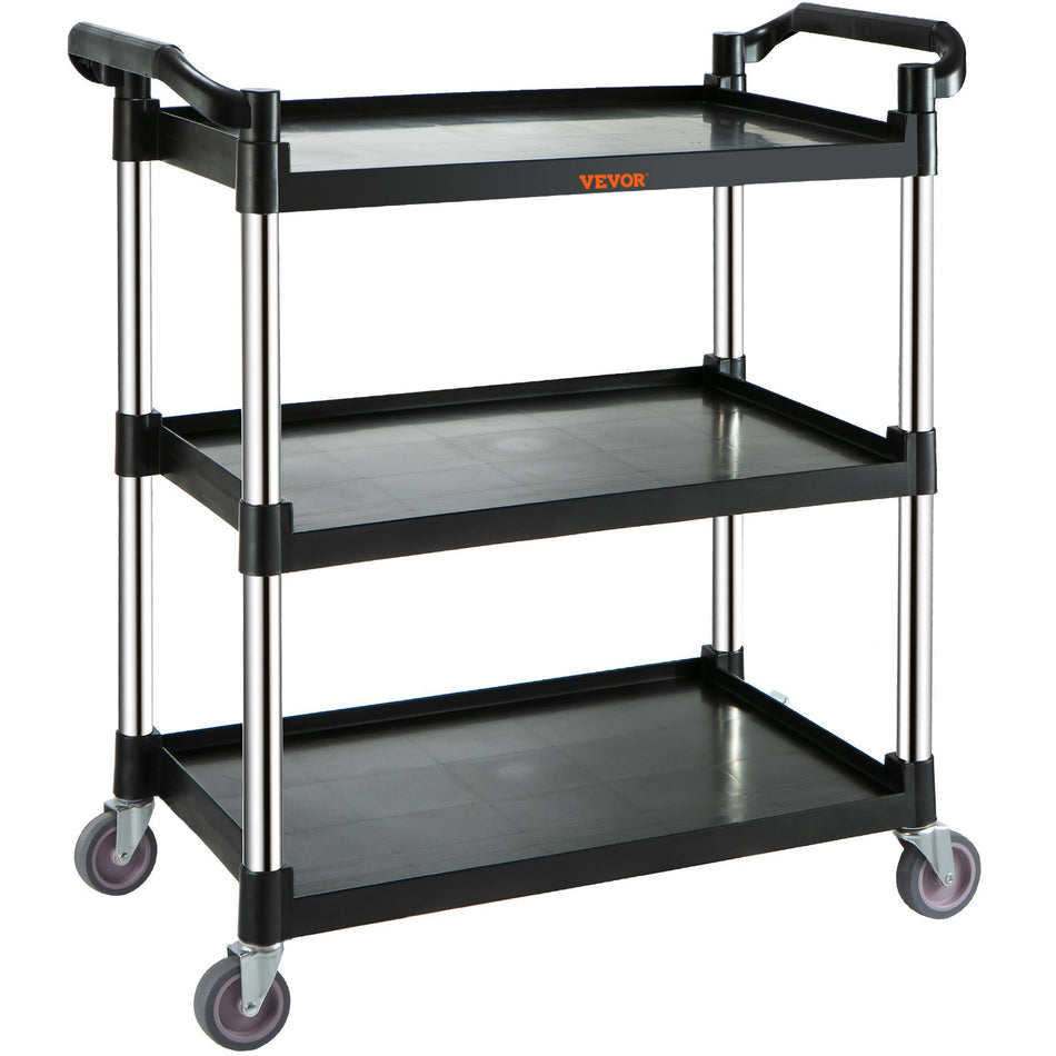 Utility Service Cart With Wheels 3 Tier Food Service Cart 154Lbs Capacity