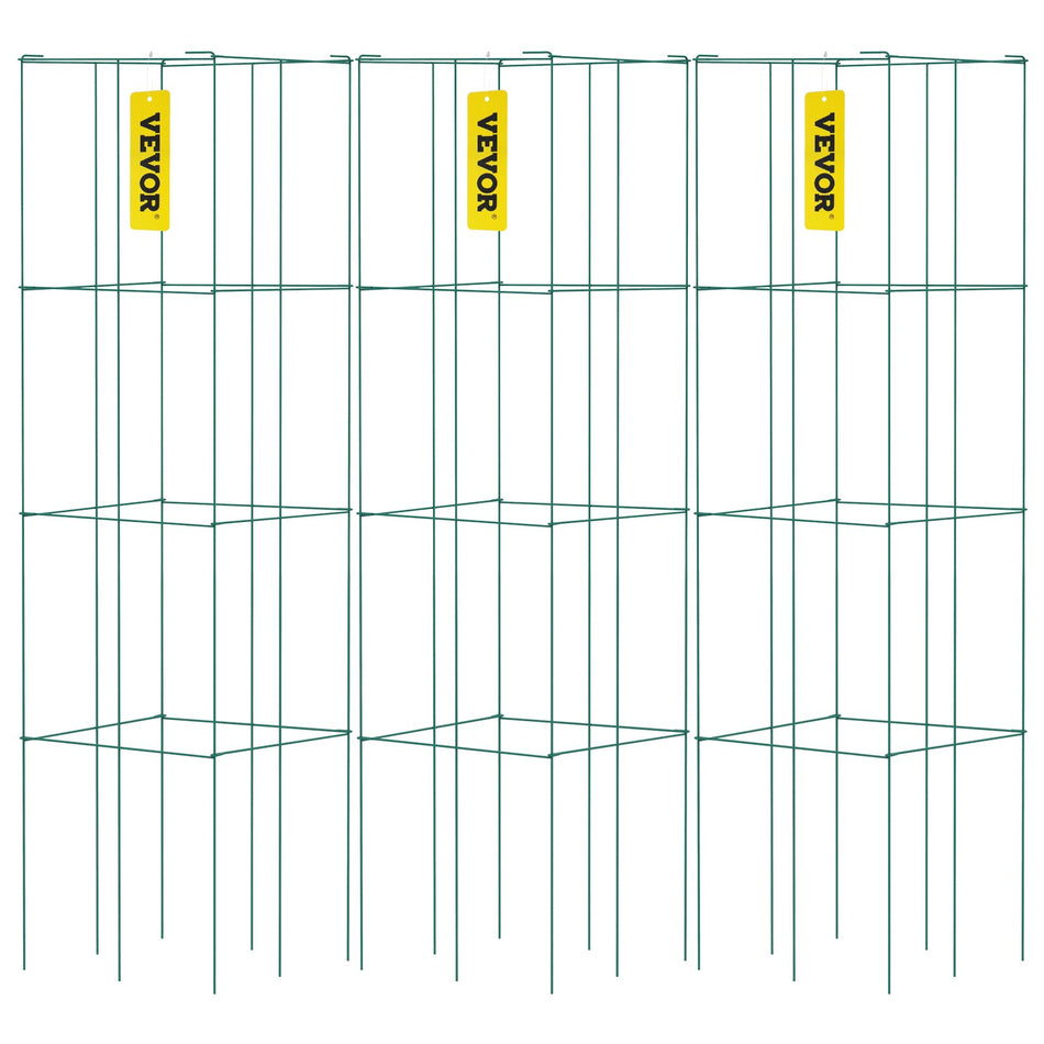 Tomato Cages 146 X 146 X 394 3 Packs Tomato Cages For Garden Square Plant Support Cages Heavy Duty Green Pvc Coated Steel Tomato Towers For Climbing Vegetables Plants Flowers Fruits