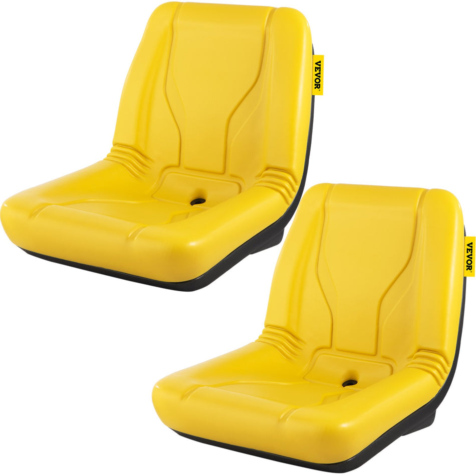 Universal Tractor Seat 2Pcs Industrial High Back Steel Frame Compact Forklift Seat Wdrain Hole Pvc Lawn And Garden Mower Seat Replacement Compatible With Excavator Mower Forklift Yellow