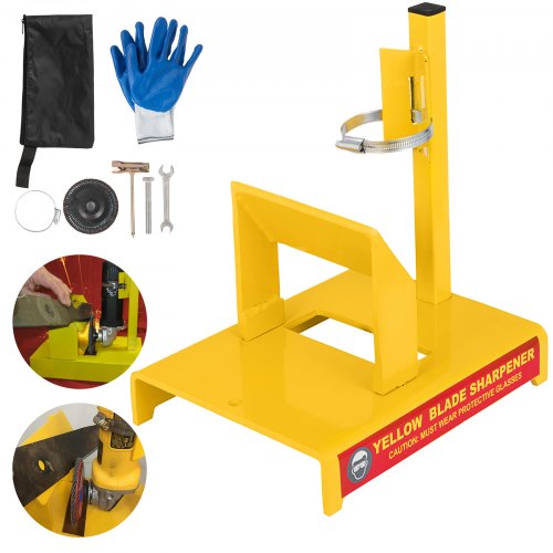 14 Inches Yellow Lawn Mower Blade Sharpener Grinder Motor Not Included Garden Blade Sharpener Adjustable Ring Rust 30Angle Discontinued