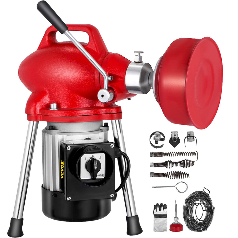 250W Electric Drain Cleaner Auger Pipe Cleaning Machine W Cutter