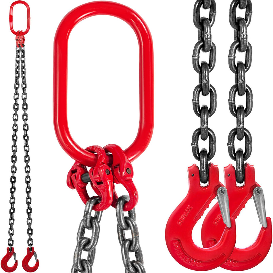 5Ft Chain Sling 38 X 5 Double Leg With Grab Hooks Sling Chain 4T Capacity Double Leg Chain Sling Grade800375In X 5Ft Double Leg Sling