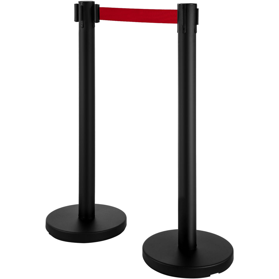 Stanchion Post Barriers 4 Set Line Dividers Stainless Steel Stanchions With 66 Black Retractable Belts Stanchions With One Sign Frame 346 Queue Safety Stanchions Balck
