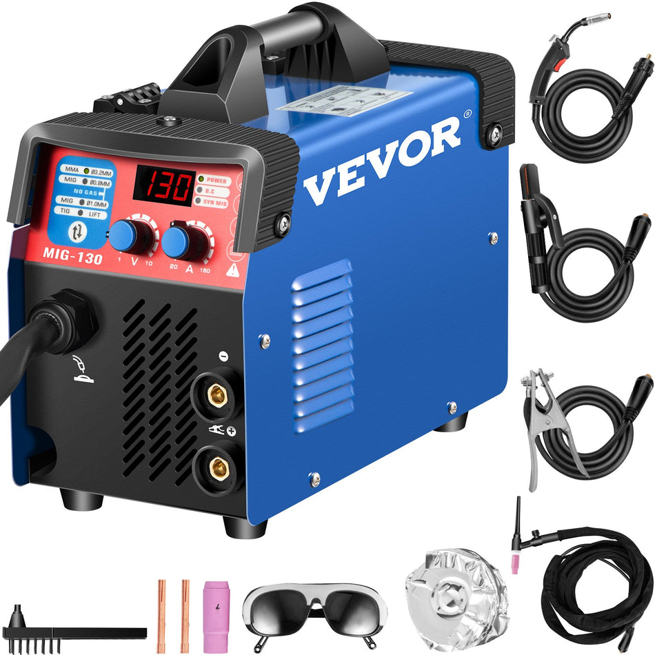 Vevor Mig Welder 130A Welding Machine 3 In 1 Combo Mmamiglift Tig Welder Machine Flux Core Welder Mig 130 Portable Welding Machine Mig Welding Equipment With 1 Kg Welding Wire Stick Welder