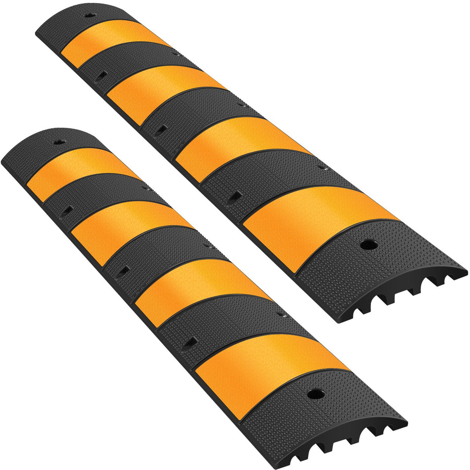 2Pcs 6 Feet Rubber Driveway Modular Heavy Duty Speed 724 X 12 X 24 Inch Cable Protector Ramp For Garage Gravel Roads Asphalt Concrete 2Pack 6Ft Speed Bump