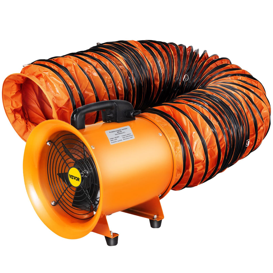 Utility Blower Fan 10 Inch With 10M Duct Hose250Mm Portable Ventilator045Hp 1520 Cfm High Velocity Utility Blowermighty Mini Low Noisefor Factories Basements Shipyards Farm