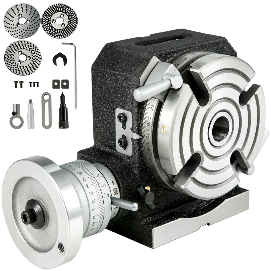 Rotary Table 4Inch100Mm Horizontal Vertical Milling Table 25Inch10Mm 4 Slot Milling Rotary Table Mt 2 Rotary Table For Milling With Indexing Plate Set For Precision Milling Drilling