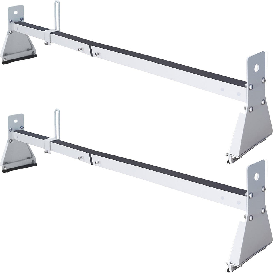 Van Roof Ladder Rack 2 Bars 331 Lbs Capacity 52 638 Adjustable Steel Roof Rack Cross Bar With Ladder Stoppers Fit Vans With Rain Gutters For Kayak Canoe Lumber Pipe Cargo White