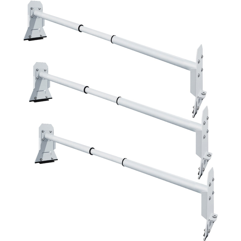Van Roof Ladder Rack 3 Bars 661 Lbs Capacity 465 681 Adjustable Steel Roof Racks Compatible With Chevy Dodge Ford Gmc Express White
