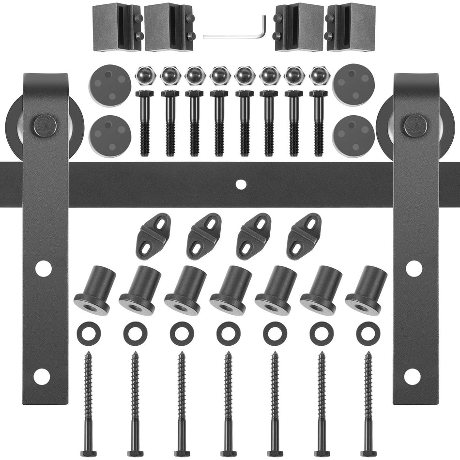 Sliding Barn Door Hardware Kit 10Ft Barn Door Kit 330Lbs Load Bearing Double Barn Door Hardware Kit Carbon Steel Barn Door Track Darn Door For 137 177 Thickness 5Ft Wide Door Panel
