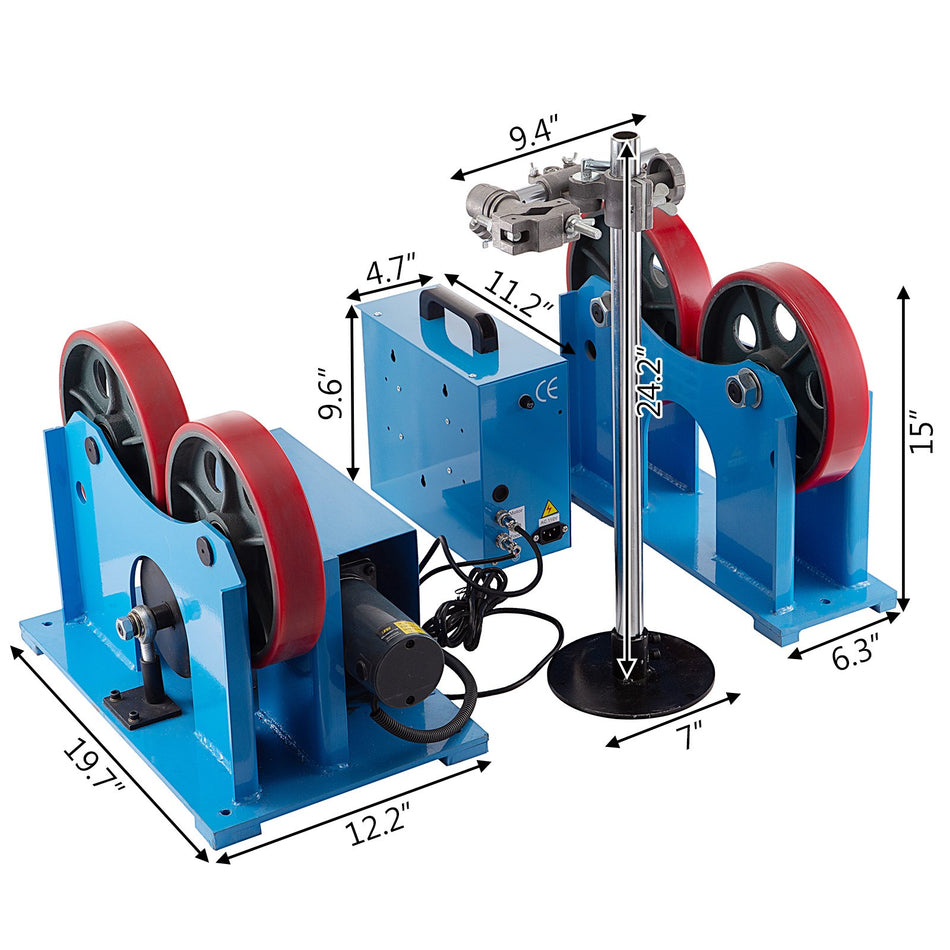 Turning Rolls Linkage Roller 1000 Kg2200 Lbs Load Capacity Welding Turning Roll 20 1500Mm Welding Positioner 220V Welding Equipment Support