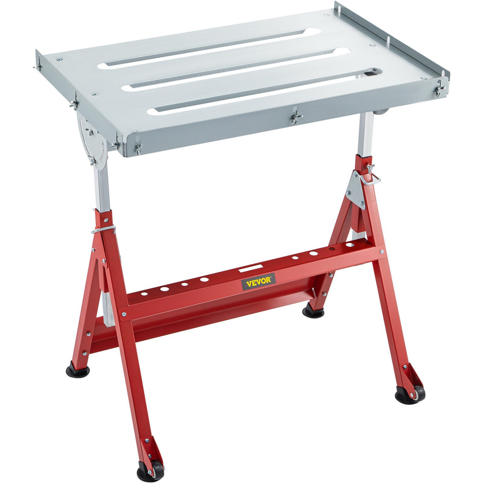 Welding Table 30 X 20 Steel Welding Table Three 11 In 28Mm Slots Welding Bench Table Adjustable Angle Height Portable Table Casters Retractable Guide Rails Eccentric Leveling Foot