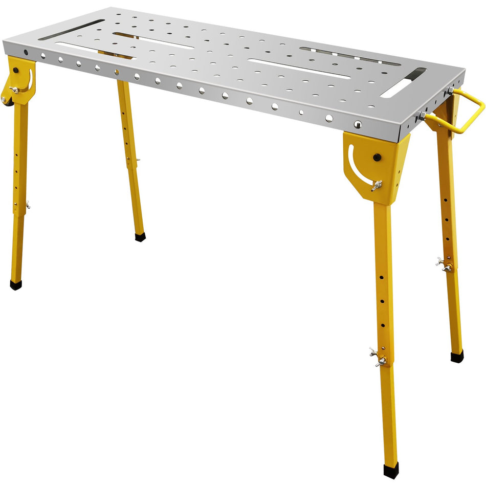 Welding Table 46 X 18 Table Top Steel Portable Workbench With 1000Lb Weight Capacity 4 Adjustable Height Work Table W Folding Legs Carrying Handle And 2 Casters