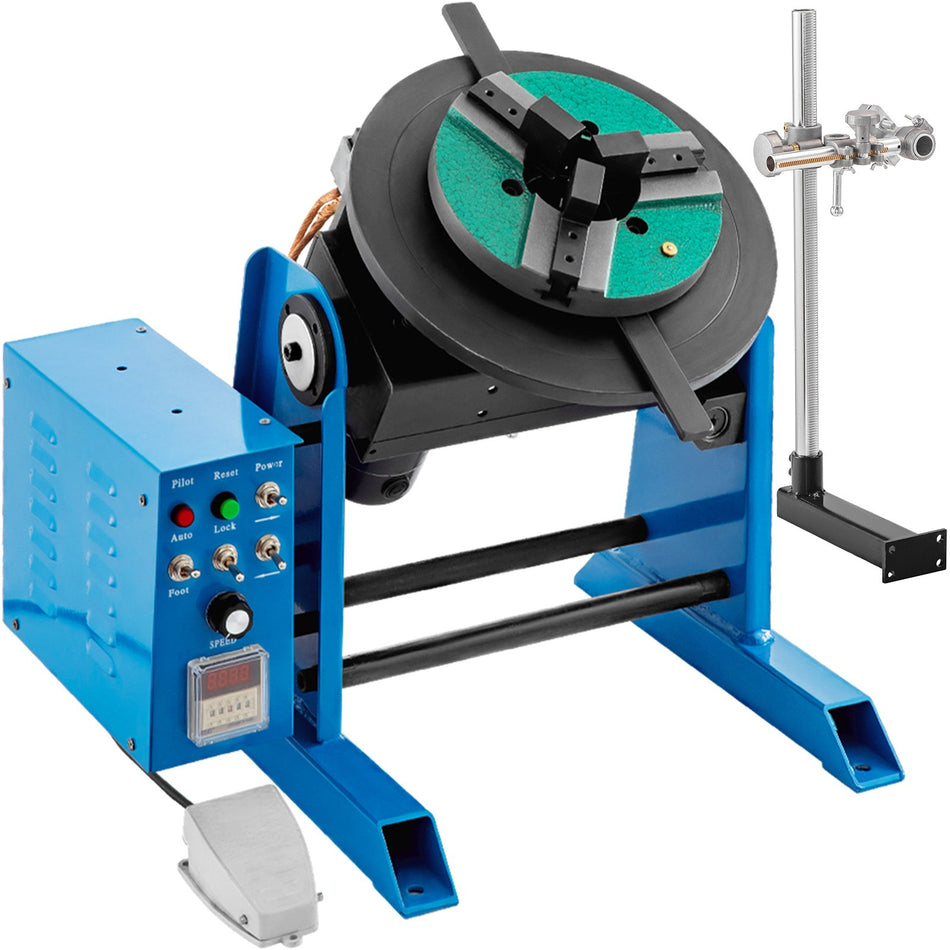 Rotary Welding Positioner 30Kg Welder Turntable Table 0 90 Positioning Turntable 1 15 Rpm Welder Positioning Machine W 310Mm 3 Jaw Lathe Chuck 110V For Cutting Grinding Assembly And Testing