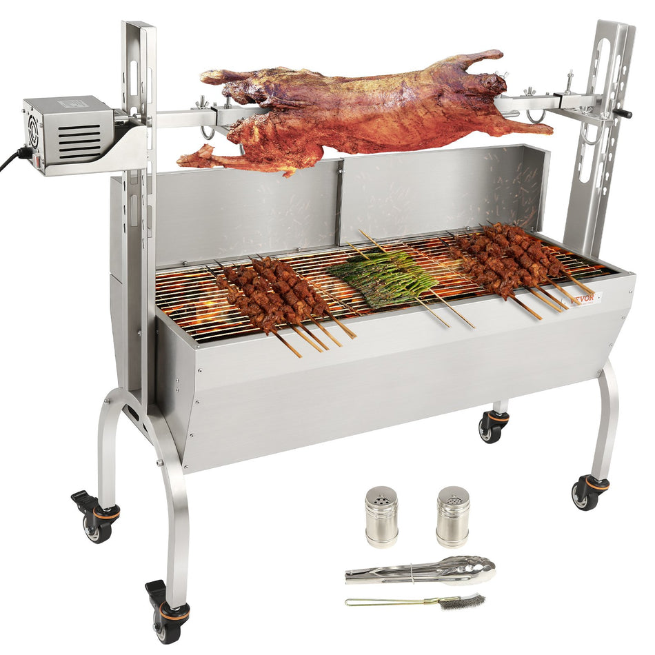 Roaster Spit Rotisserie Bbq Grill Pig Lamb Chicken Roaster 50W 132Lbs