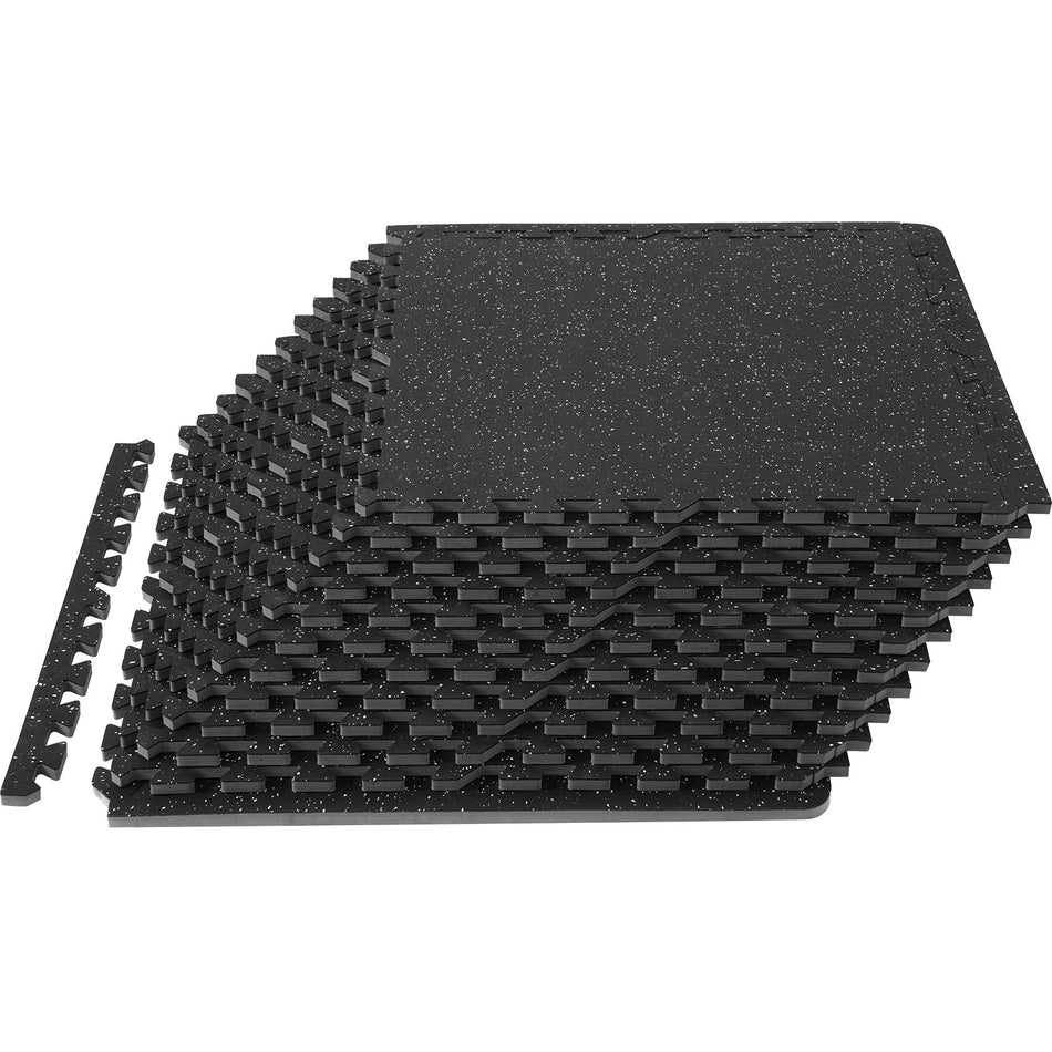 12 Pcs 12 Inch Thick Gym Floor Mats 24 X 24 Eva Foam Rubber Top Interlocking Workout Floor Mats With 48 Sqft Coverage Waterproof Exercise Puzzle Flooring For Gym Home Garage Basement