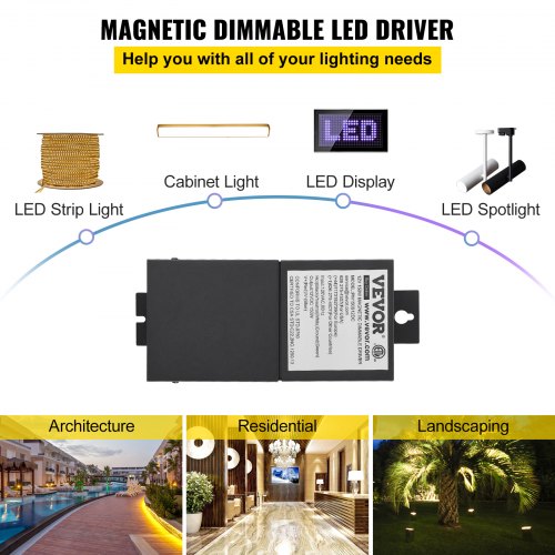 Vevor Dimmable Led Driver 12V 150W Magnetic Power Supply 120V Ac   12V Dc Led Transformerlow Voltage Power Supply For Led Strip Lightscompatible With Mlv Elv Cl Dimmersetl Listed