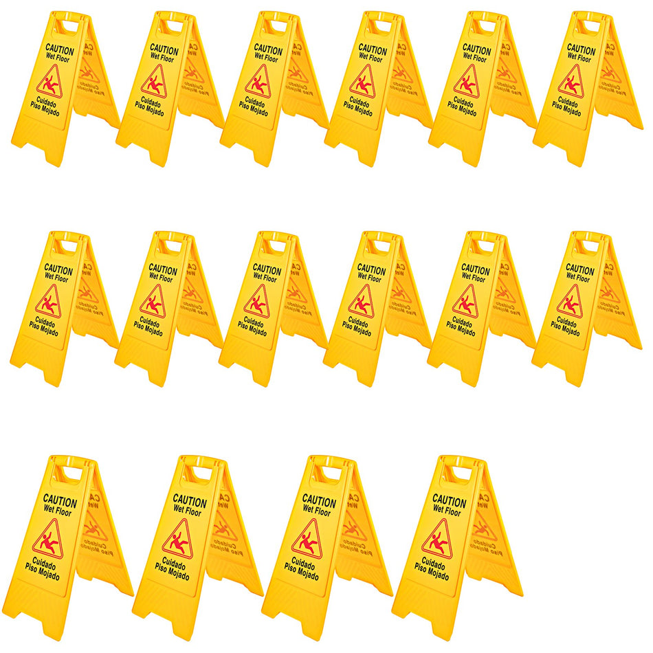16 Pack Wet Floor Sign 25 Caution Signs Wet Floor Fold Out Wet Floor Sign Bilingual Double Sided Wet Floor Cones Wet Sign Floor Sign For Restaurant Restroom Office