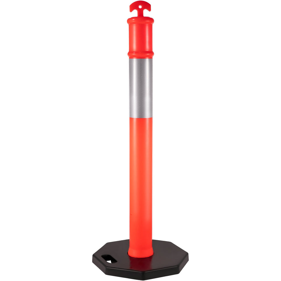 6Pack Traffic Delineator Posts 44 Inch Height Pe Delineator Cones Post Kit 10 Inch Reflective Band Delineators Post With Rubber Base 16 Inch For Construction Sites Facility Management Etc