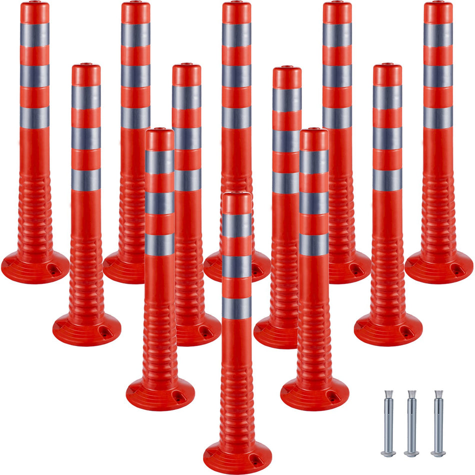 Traffic Delineator 12 Pcs Posts Channelizer Cone Delineator Post Kit 30 In Height Pu Traffic Post Orange Safety Cones Portable Spring Posts With Base Barrier Cones With Reflective Bands