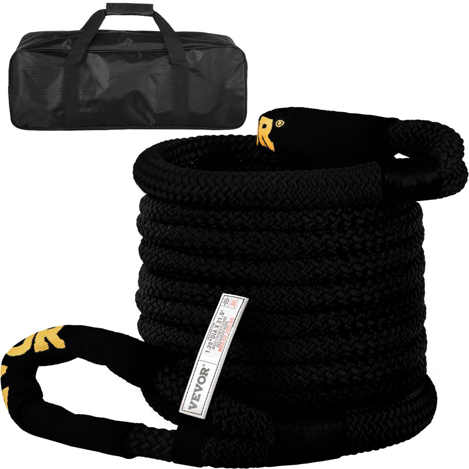 1 14 X 315 Kinetic Recovery Tow Rope 52300 Lbs Heavy Duty Nylon Double Braided Kinetic Energy Rope For Truck Off Road Vehicle Atv Utv Carry Bag Included Black