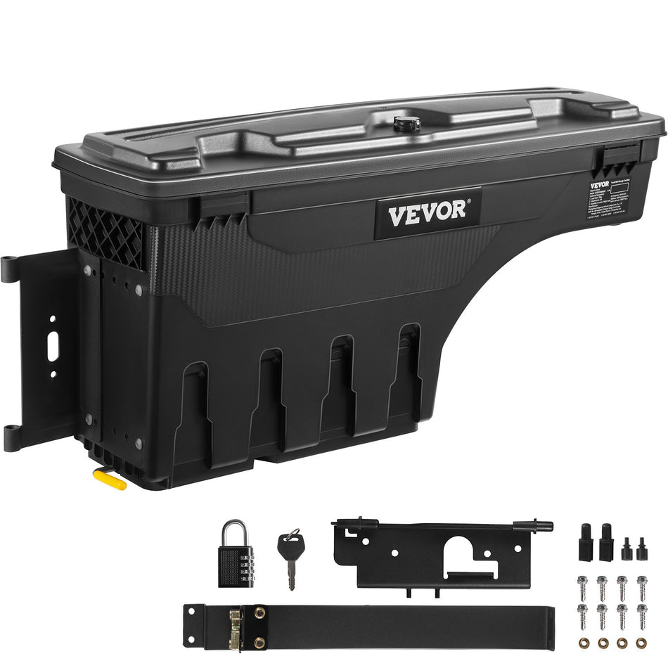 Truck Bed Storage Box Lockable Lid Waterproof Abs Wheel Well Tool Box 66 Gal20 L With Password Padlock Compatible With Dodge Ram 1500 2019 2021 Driver Side Black