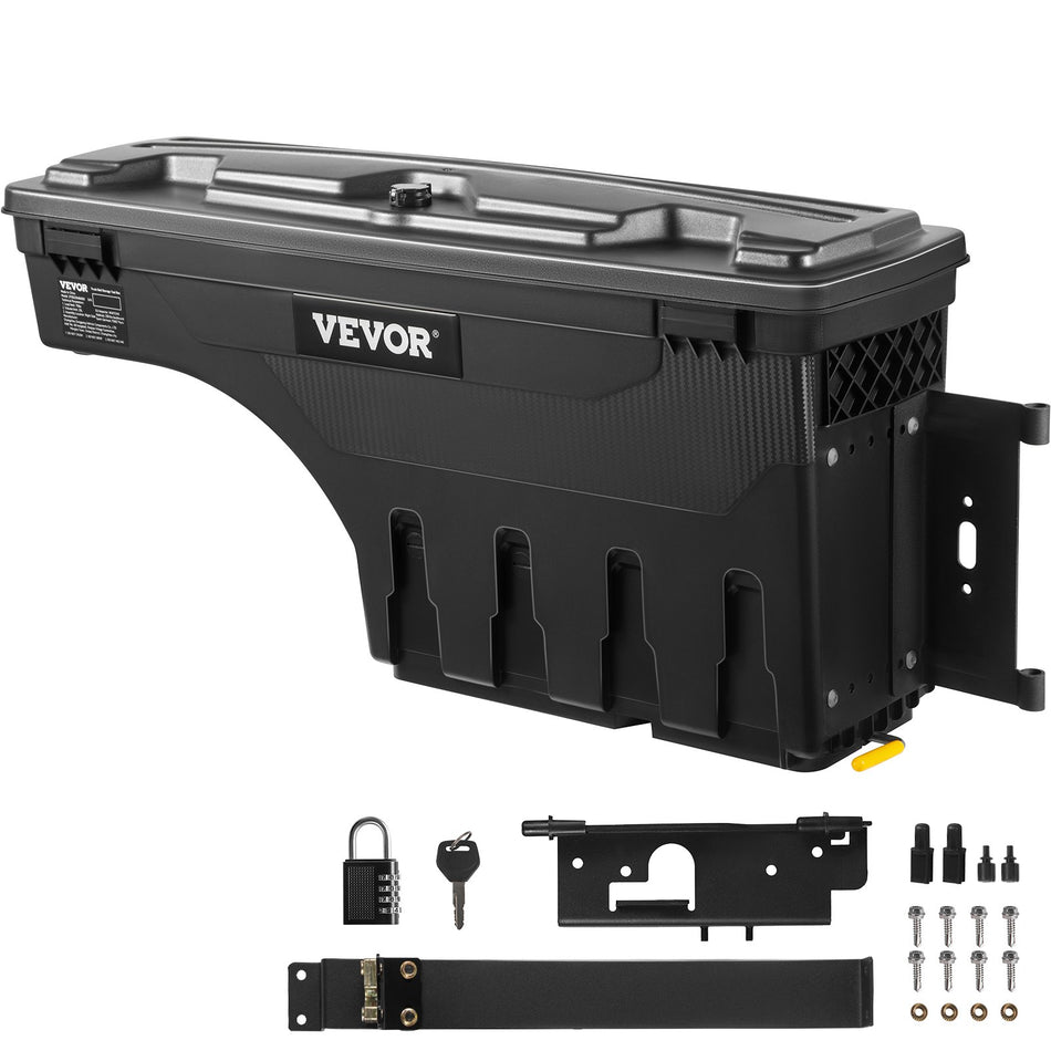 Truck Bed Storage Box Lockable Lid Waterproof Abs Wheel Well Tool Box 66 Gal20 L With Password Padlock Compatible With Dodge Ram 1500 2019 2021 Passenger Side Black