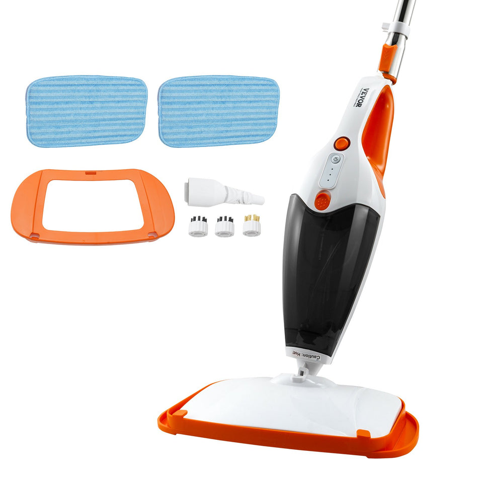 Steam Mop 5 In 1 Hard Wood Floor Cleaner With 4 Replaceable Brush Heads For Various Hard Floors Like Ceramic Granite Marble Linoleum Natural Floor Mop With 2 Pcs Machine Washable Pads