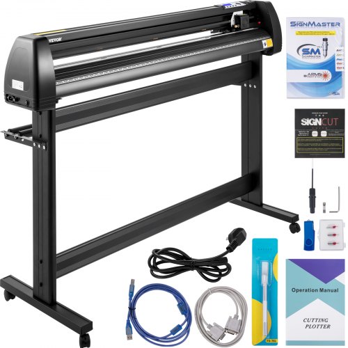 Vinyl Cutter Machine 53In 1350Mm Led Plotter Printer Precise Manual Positioning Softwares Support Mac And Windows Systems Adjustable Force And Speed Floor Stand For Making Sign Label