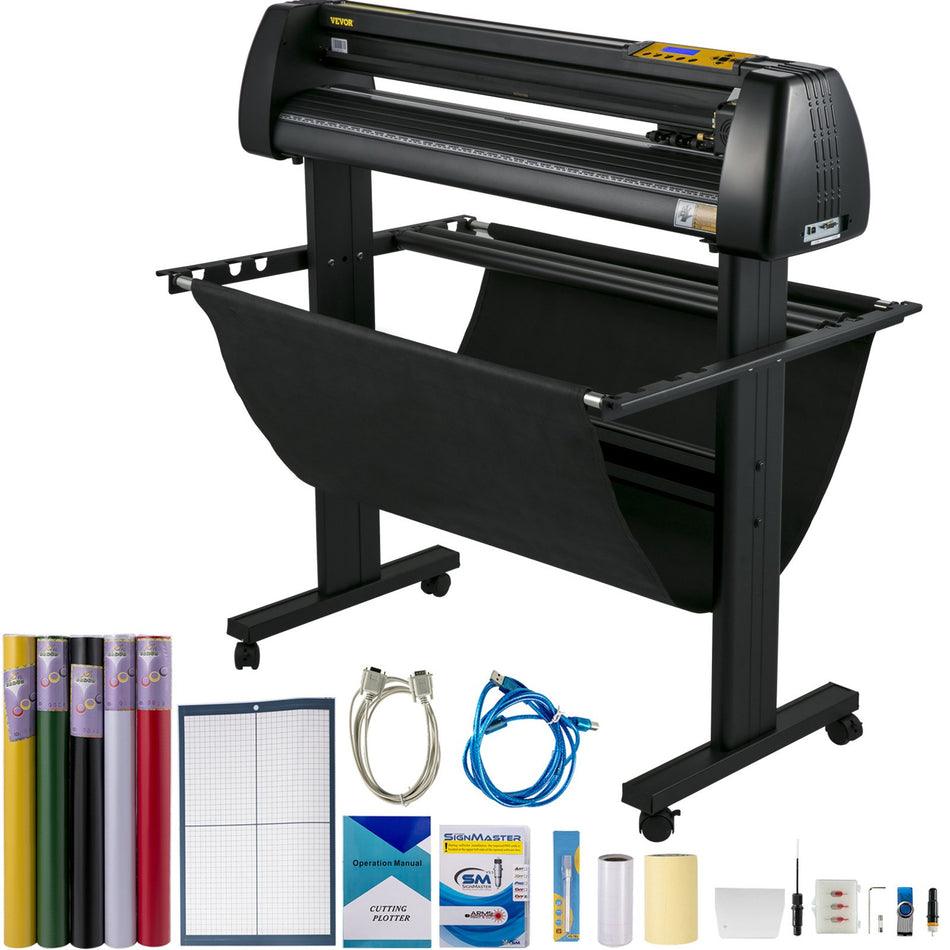 Vinyl Cutter 34Inch Bundle Vinyl Cutter Machine Manual Vinyl Printer Lcd Display Plotter Cutter Sign Cutting With Signmaster Software For Design And Cut With Supplies Tools