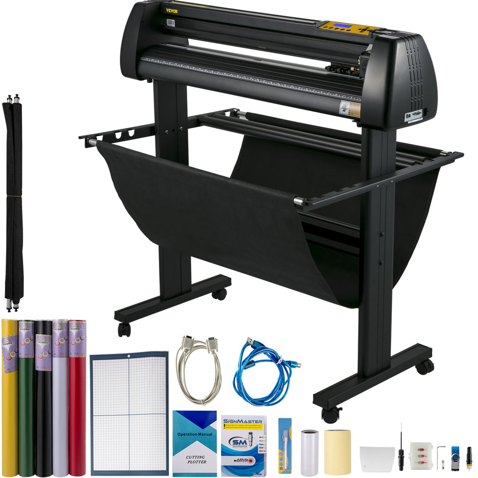 Vinyl Cutter Machine 870Mm Vinyl Printer 34 Inch Plotter Printer U Disk Offline With Accessories Floor Stand Vinyl Cutting Machine Adjustable Force And Speed For Sign Making Plotter Cutter