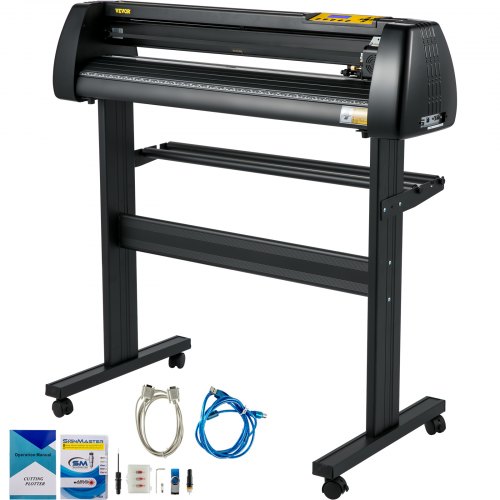 Vinyl Cutter Machine 28 Inch Paper Feed Cutting Plotter Bundle Adjustable Force Speed Vinyl Printer Lcd Display Windows Compatible Sign Making Kit Wsignmaster Software Supplies 3 Blades