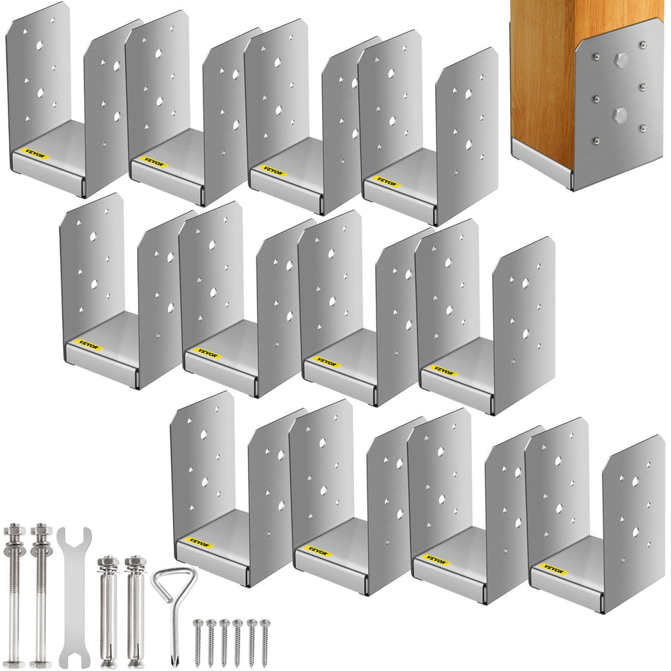 Standoff Post Base 4 X 4Inner Size374 X 315 12 Pcs Stainless Steel Adjustable Post Base Adjustable Post Anchor With Fiber Drawing Surface And Full Set Of Accessories For Rough Size Lumber