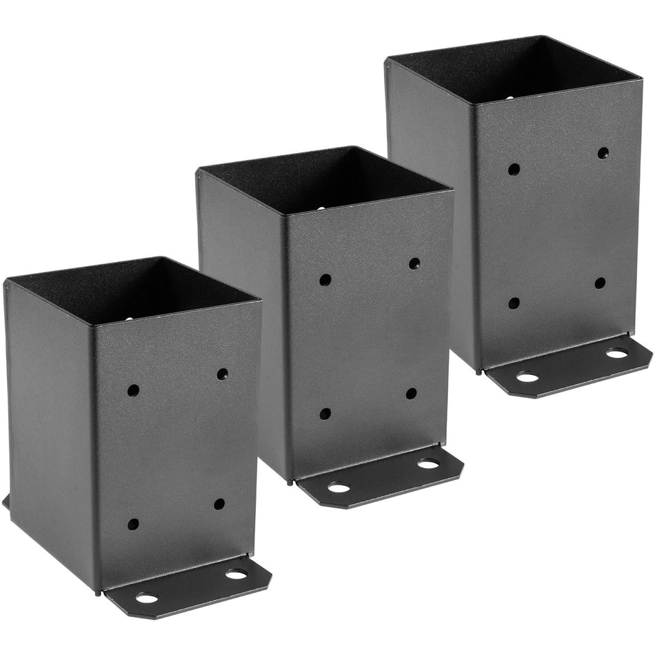 4 X 4 Post Base 3 Pcs Deck Post Base 36 X 36 Inch Post Bracket 25 Lbs Fence Post Anchor Black Powder Coated Deck Post Base With Thick Steel For Deck Supports Porch Railing Post Holders