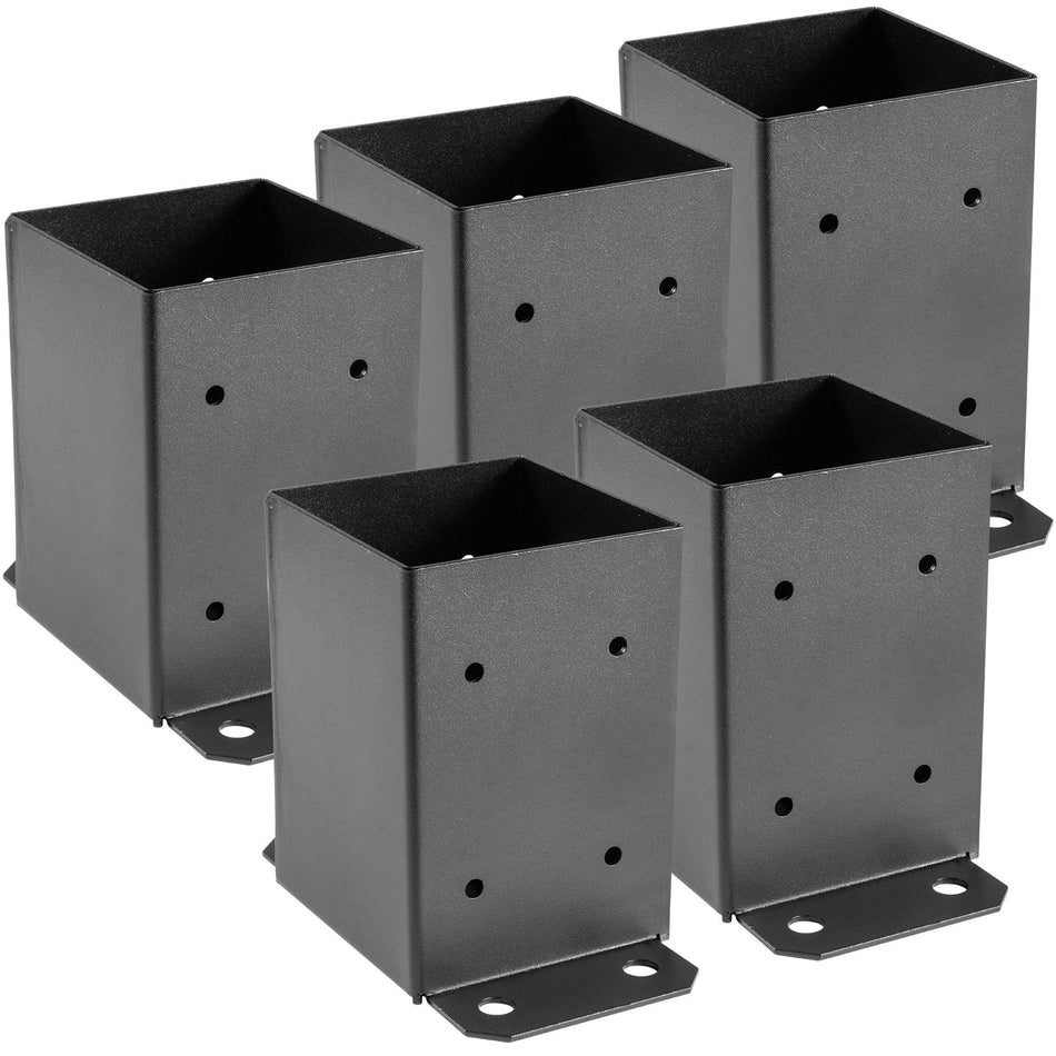 4 X 4 Post Base 5 Pc Deck Post Base Inner Size 35 X 35 Inch Post Bracket 25 Lbs Fence Post Anchor Black Powder Coated Deck Post Base With Steel For Deck Supports Porch Railing Post Holders