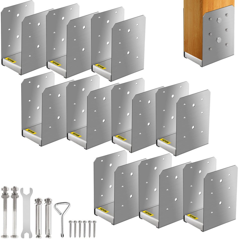 Standoff Post Base 4 X 6Inner Size374 X 512 10 Pcs Stainless Steel Adjustable Post Base Adjustable Post Anchor With Fiber Drawing Surface And Full Set Of Accessories For Rough Size Lumber