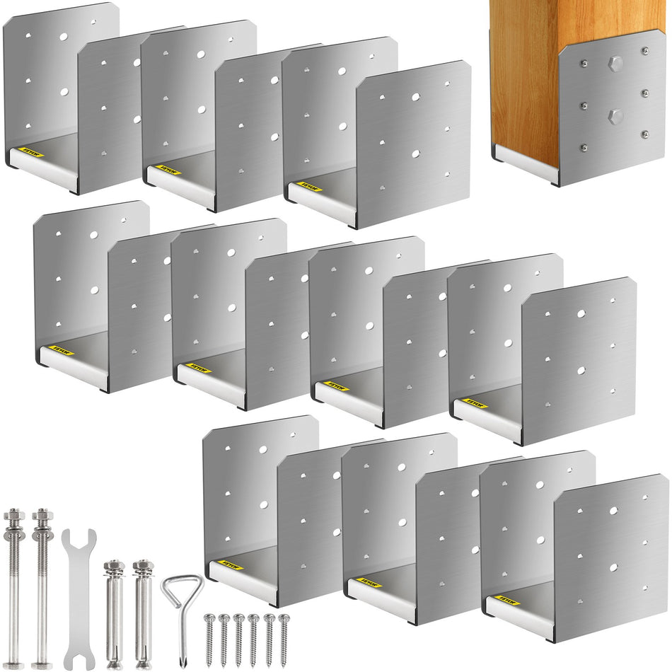 Standoff Post Base 6 X 6Inner Size571 X 52 10 Pcs Stainless Steel Adjustable Post Base Adjustable Post Anchor With Fiber Drawing Surface And Full Set Of Accessories For Rough Size Lumber