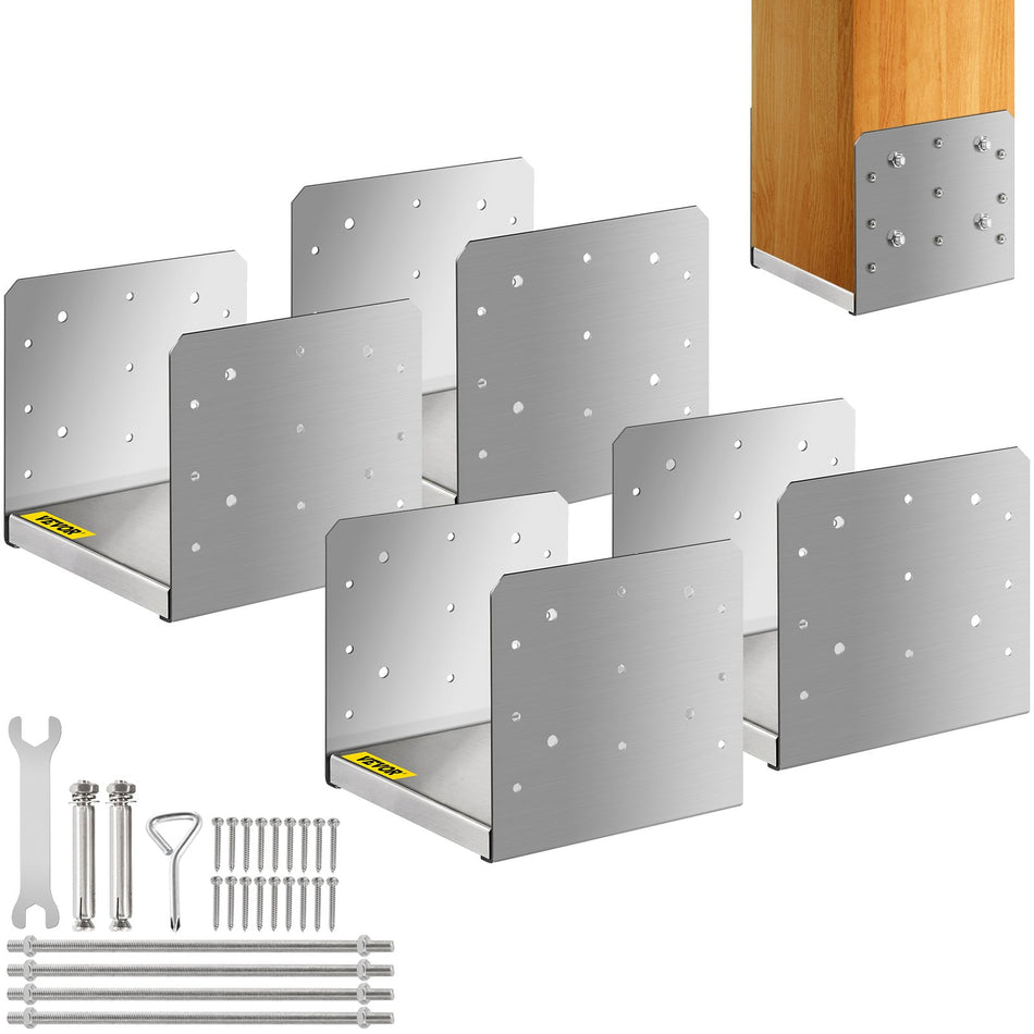 Standoff Post Base 8 X 8Inner Size78 X 748 4 Pcs Stainless Steel Adjustable Post Base Adjustable Post Anchor With Fiber Drawing Surface And Full Set Of Accessories For Rough Size Lumber