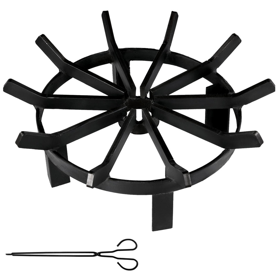 16In Fire Grate Log Grate Wagon Wheel Firewood Grates 10 Iron Bars Fireplace Grates Burning Rack Holder 4 Legs For Indoor Chimney Hearth Wood Stove And Outdoor Camping Fire Pit