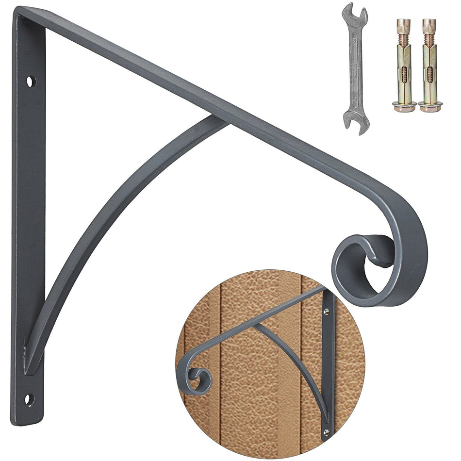 Wrought Iron Handrail Wall Mounted Hand Railing Gray
