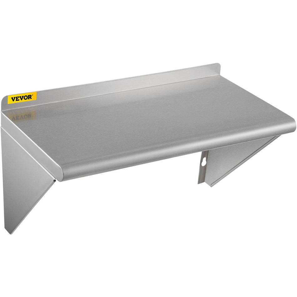 Stainless Steel Wall Shelf 12 X 24 110 Lbs Load Heavy Duty Commercial Wall Mount Shelving W Backsplash And 2 Brackets For Restaurant Home Kitchen Hotel Laundry Room Bar