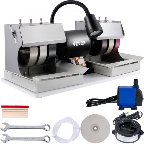 6 Cabbing Machine 180W 110V Lapidary Rock Grinder Polisher Wlamp Water Pump Gem Faceting Machine 1800Rpm Rock Grinding Machine For Gem Jade Stone Create Cabochons For Necklaces