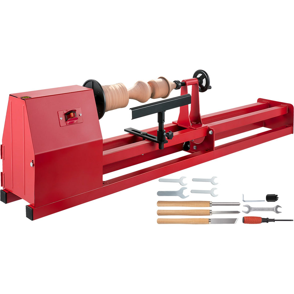Wood Lathe 14 X 40 Power Wood Turning Lathe 12Hp 4 Speed 1100160023003400Rpm Benchtop Wood Lathe With 3 Chisels Perfect For High Speed Sanding And Polishing Of Finished Work