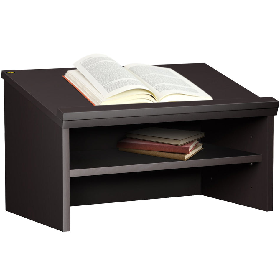 Table Top Lectern 236 X 193 Tabletop Podiums Wopen Storage Compartment Slant Reading Surface Baffle Plate Easy Assembly Ebony Lecterns For Church Office School Home Black