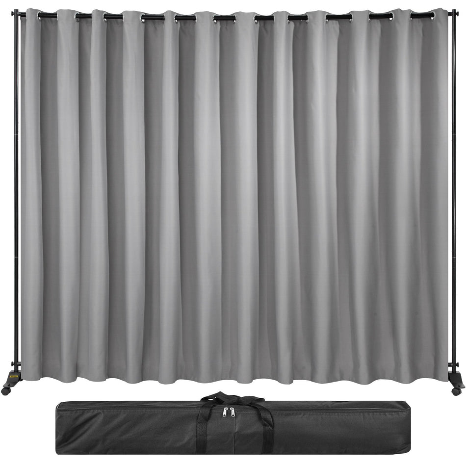 Room Divider Kit 8 Ft X 10 Ft 4 Rolling Wheels Curtain Divider Stand Aluminum Alloy Frame Blackout Curtain Portable Oxford Bag Included Expandable Room Divider For Office Silver
