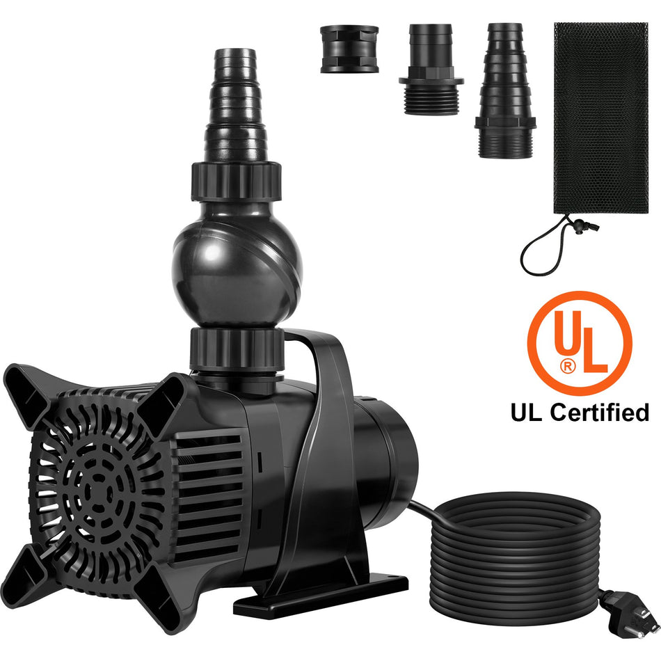Submersible Water Pump 4000Gph Pond Pump 22Ft 330W For Waterfall Fountain